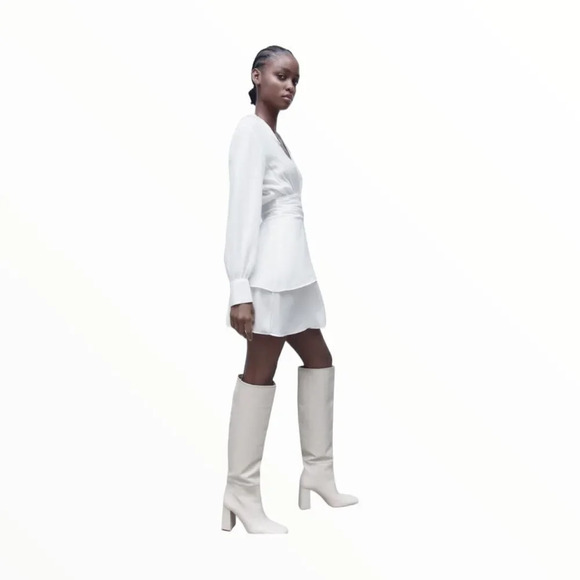 ZARA | White | OPENWORK EMBROIDERED MINI DRESS - Picture 7 of 10